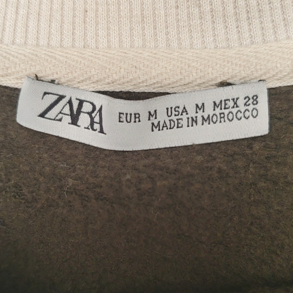 Zara Crew Neck Sweatshirt With Floral Design Sleeves Women's Size Medium - Picture 7 of 11